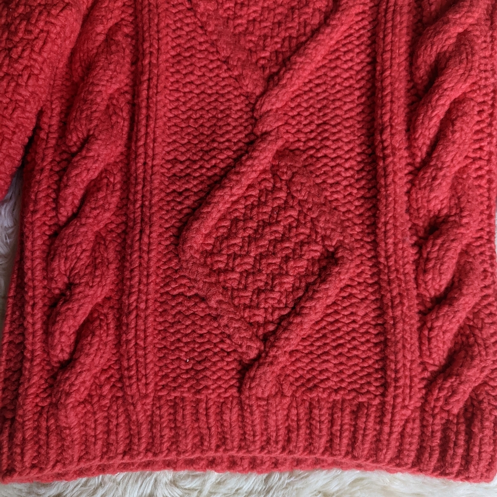 I Love Mr. Mittens Diamond Oversized Cable Knit Wool Sweater in Red - Picture 11 of 16